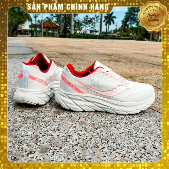 [HOT] Giày Chạy Bộ Nữ Newsun 2024 Màu Trắng Viền Cam Nhạt