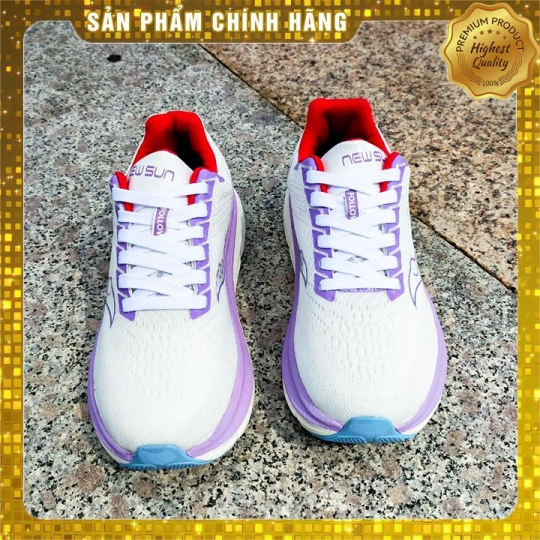 [HOT] Giày Chạy Bộ Nữ Newsun 2024 Màu Trắng Nhám Viền Tím