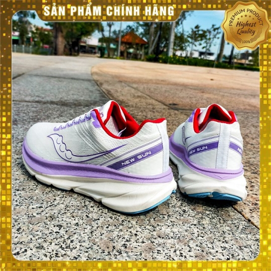 [HOT] Giày Chạy Bộ Nữ Newsun 2024 Màu Trắng Nhám Viền Tím
