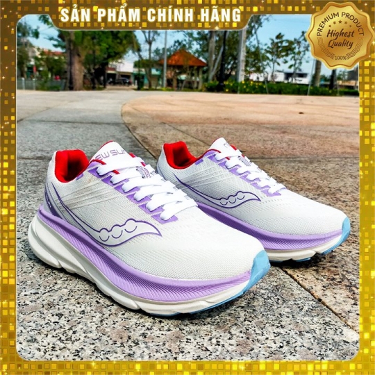 [HOT] Giày Chạy Bộ Nữ Newsun 2024 Màu Trắng Nhám Viền Tím