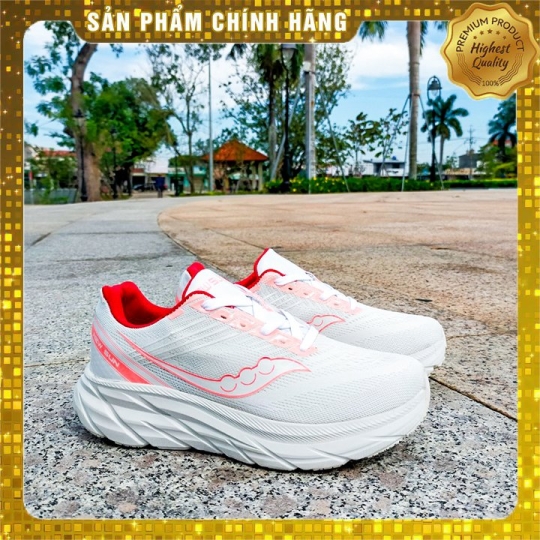 [HOT] Giày Chạy Bộ Nữ Newsun 2024 Màu Trắng Viền Cam Nhạt